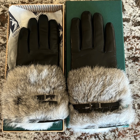 Vikideer leather gloves with rabbit fur. - Picture 1 of 5